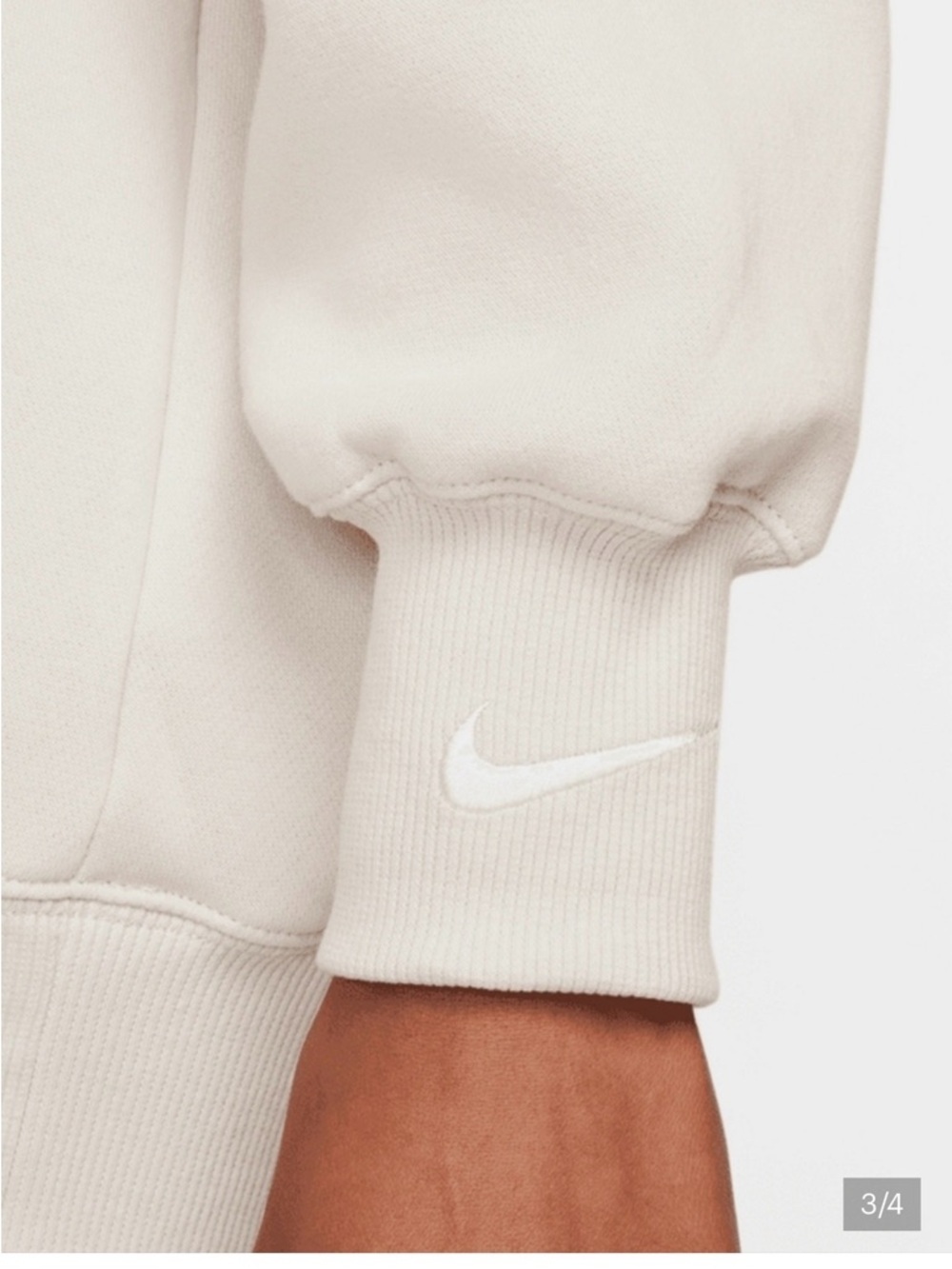 Nike Women's V-Neck Oversized Top in Cream - Picture 3 of 9